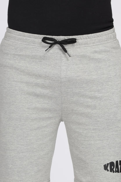 Grey melange lounge zipper shorts