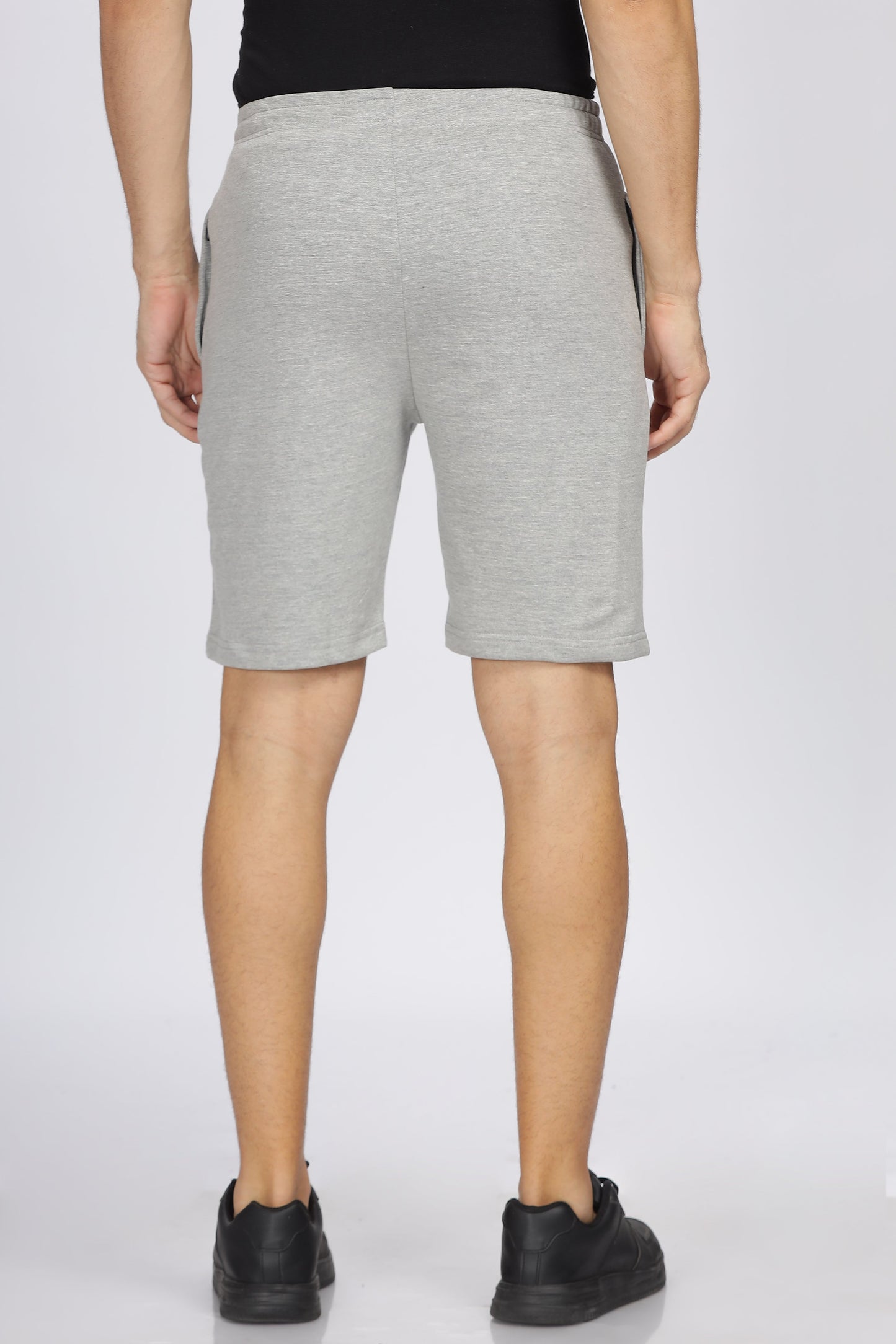 Grey melange lounge zipper shorts