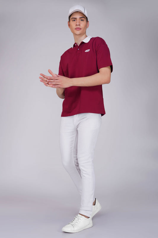 Solid Maroon Oversized Polo