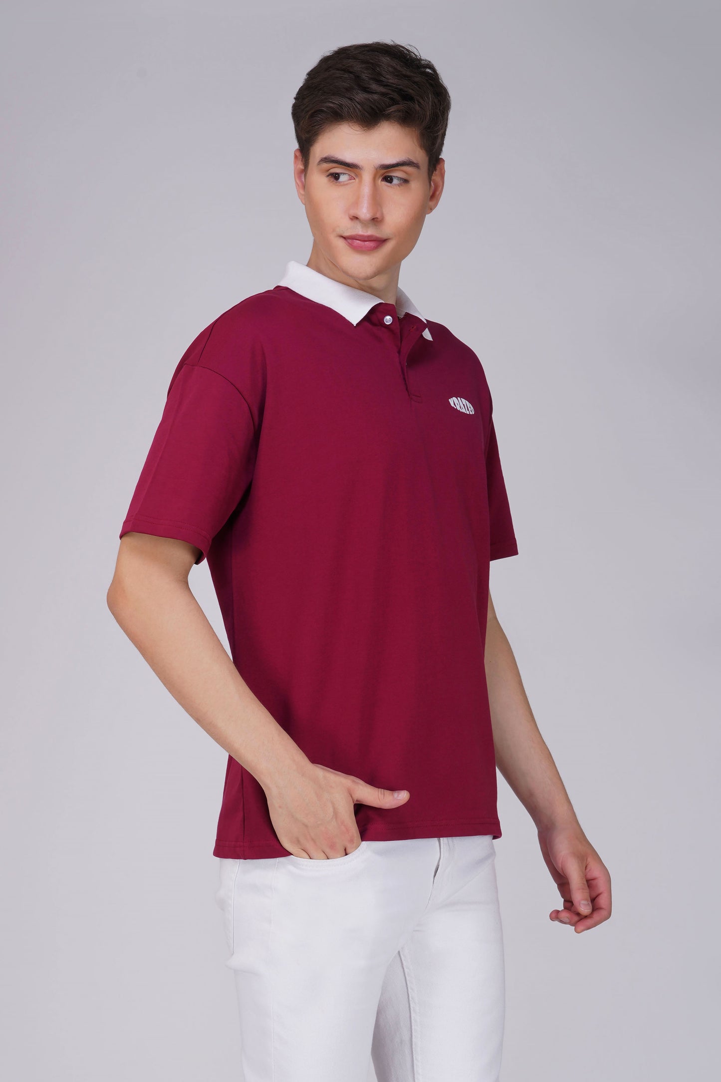 Solid Maroon Oversized Polo
