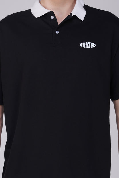 Solid Black Oversized polo