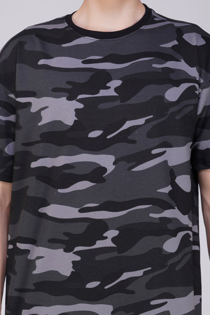 Grey Camouflage Oversized Tshirt