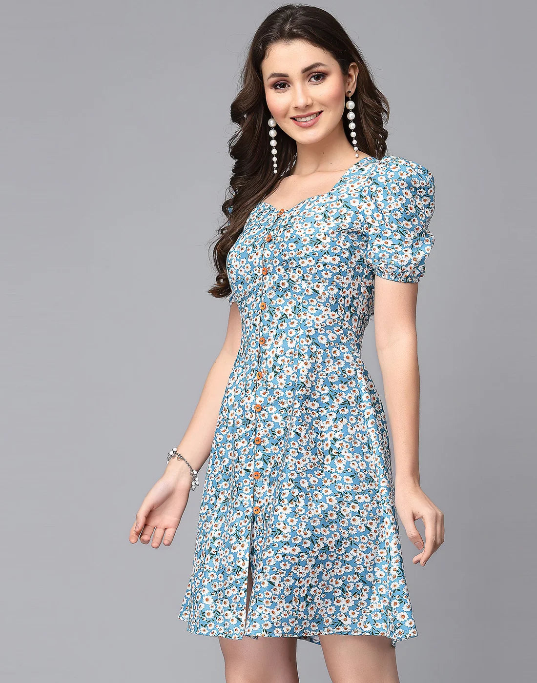 Sky Blue A-line Dress