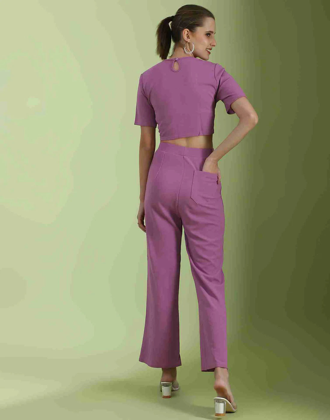 Lavender Lycra Plain Co-ord Set