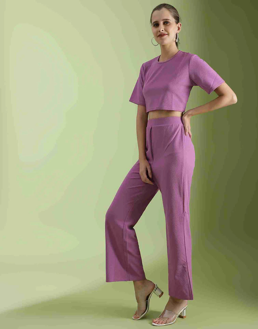 Lavender Lycra Plain Co-ord Set