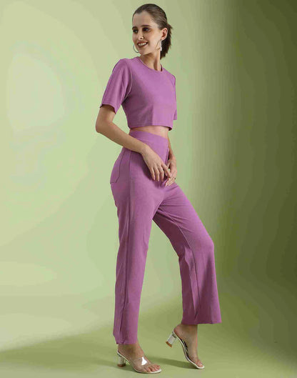 Lavender Lycra Plain Co-ord Set