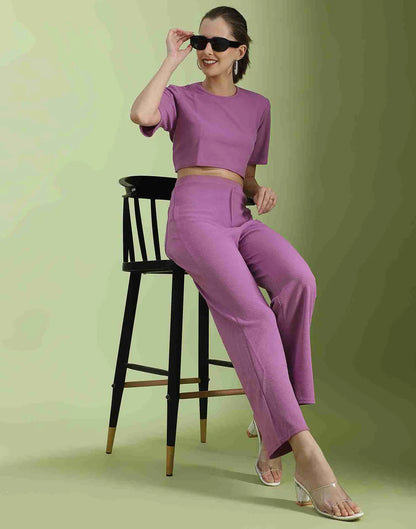 Lavender Lycra Plain Co-ord Set