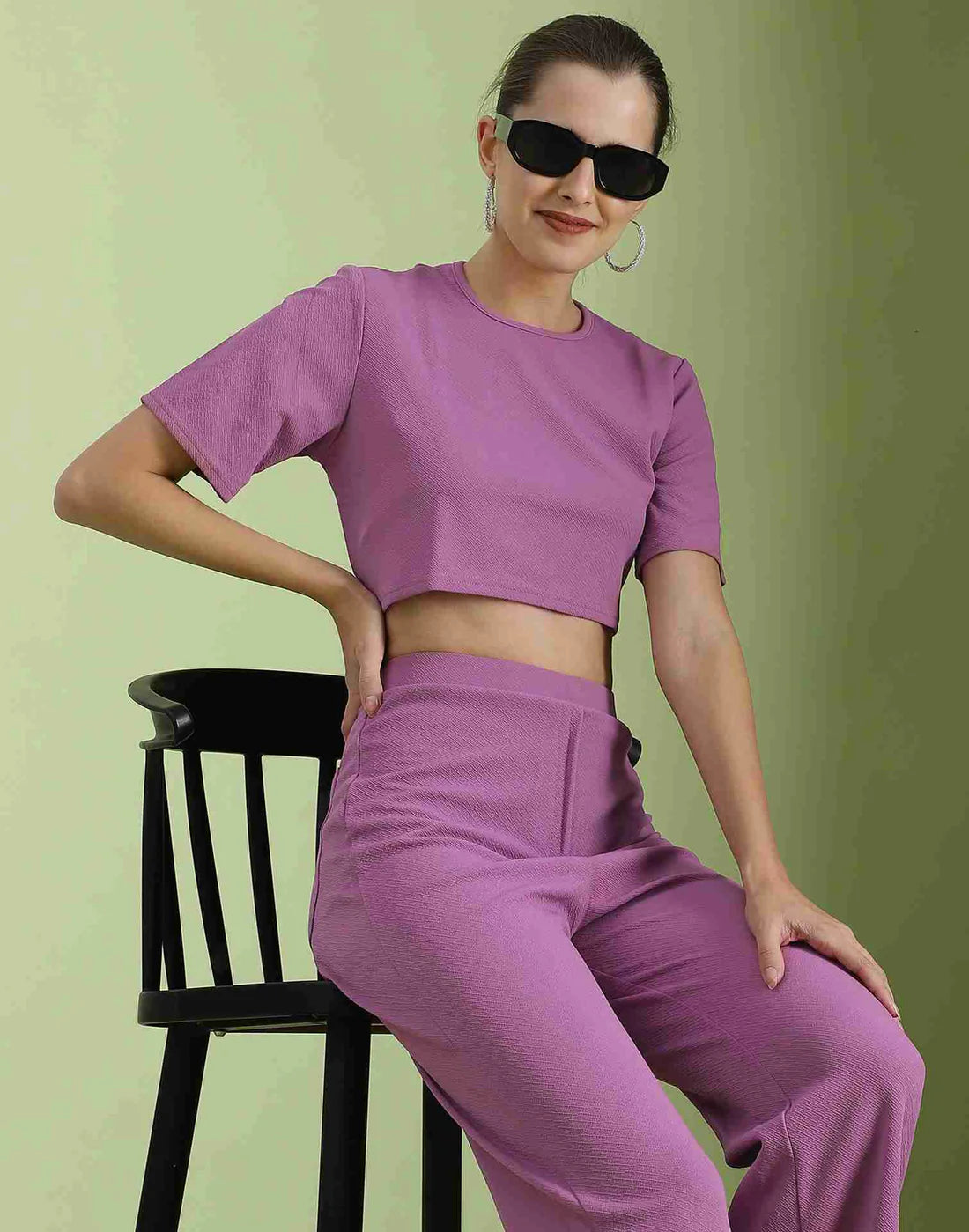 Lavender Lycra Plain Co-ord Set