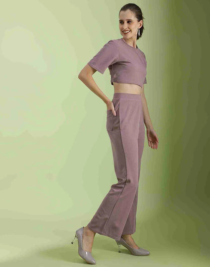 Mauve Lycra Plain Co-ord Set