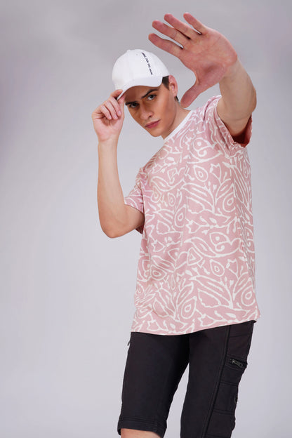 Pink AOP Oversized Tshirt