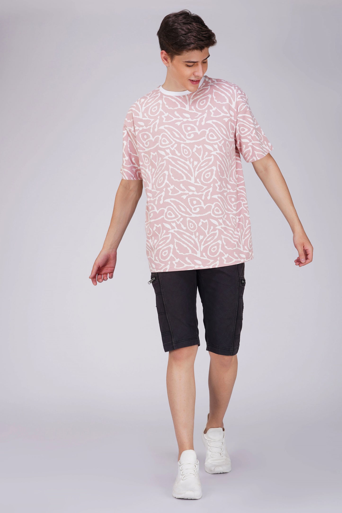 Pink AOP Oversized Tshirt