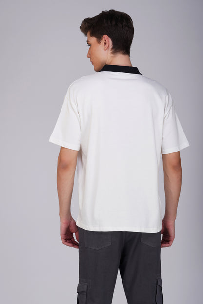 Solid OFF White Oversized Polo